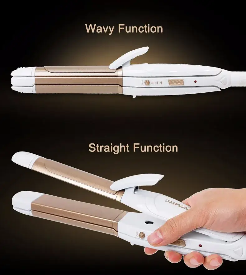 RIWA z3-1Hair Curler Hair Straightener 3 in 1 LCD Negative Ions Curling Iron Flat Iron 30s Heating Ceramic Curling