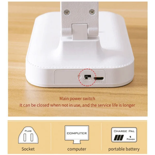 Rechargeable LED Stand Desk Lamp Modern Office Reading Table Light Touch Switch Bending USB Plug by Home Appliances Warehouse Lahore